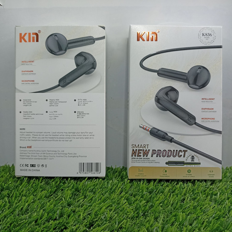 هندزفری سیمی کین مدل K836 با جک 3.5 میلیمتری – صدای شفاف، میکروفوندار، کابل مقاوم و ضد گره