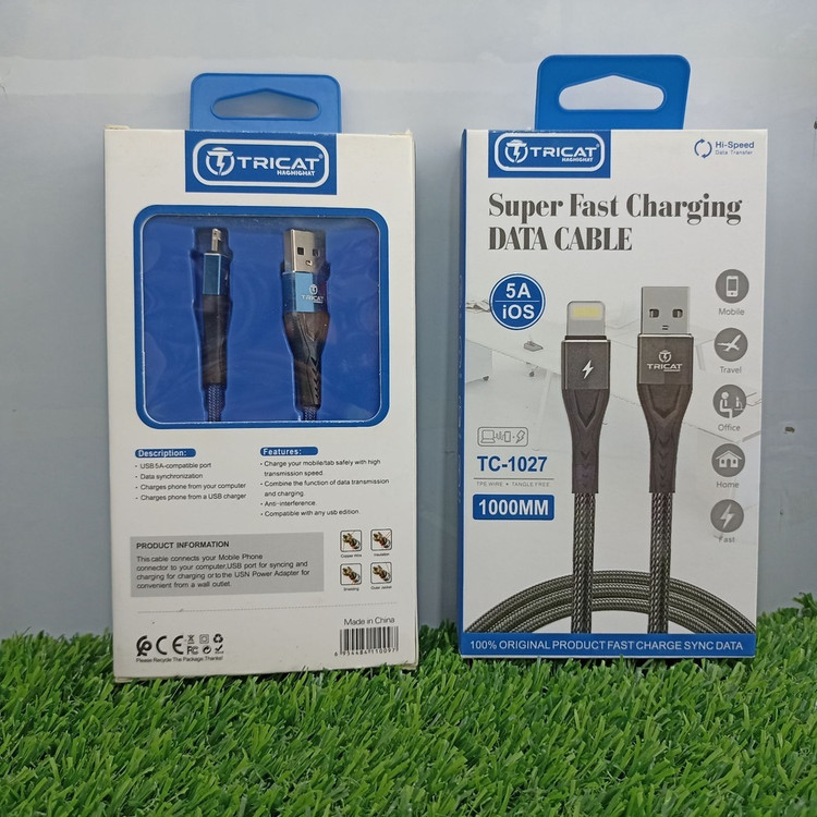 کابل شارژ آیفون (لایتنینگ) تریکات مدل TC1027 – کابل شارژ سریع و مقاوم