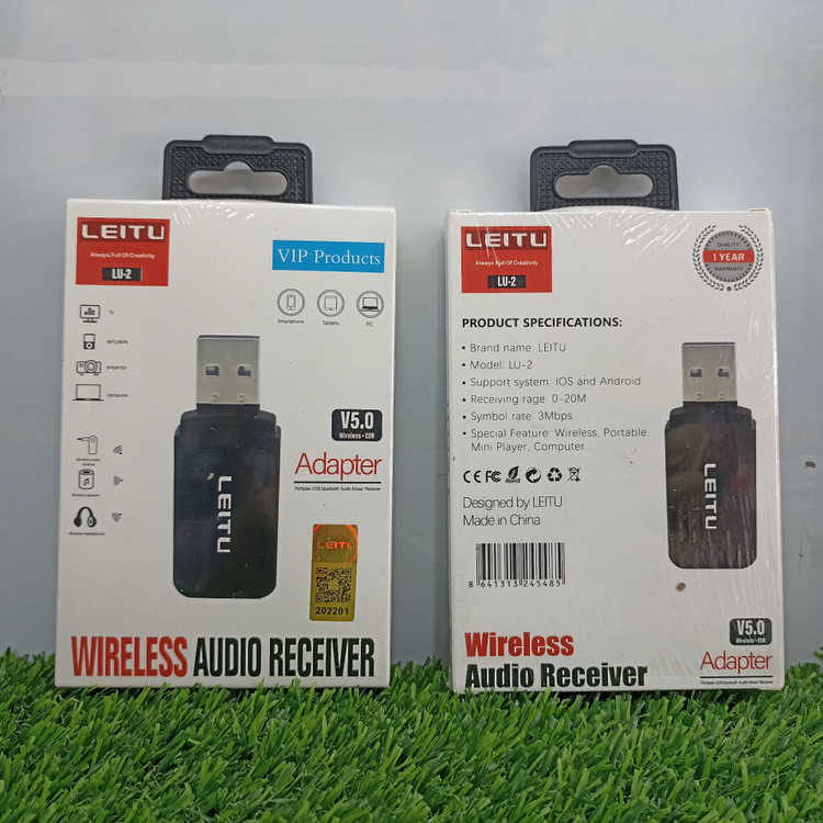 گیرنده صوتی بلوتوثی لیتو مدل LU-2 – نسخه 5.0، بیسیم، قابل استفاده برای موبایل و لپتاپ