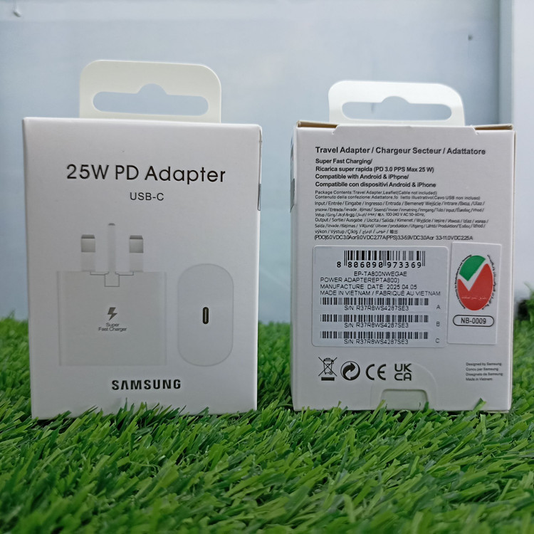 شارژر دیواری 25 وات سامسونگ مدل PD Adapter USB‑C – فستشارژ قدرتمند و ایمن