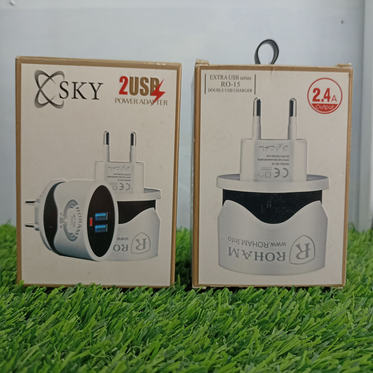 شارژر دیواری رهام مدل RO‑15 – دو خروجی USB، سریع و ایمن برای شارژ روزمره
