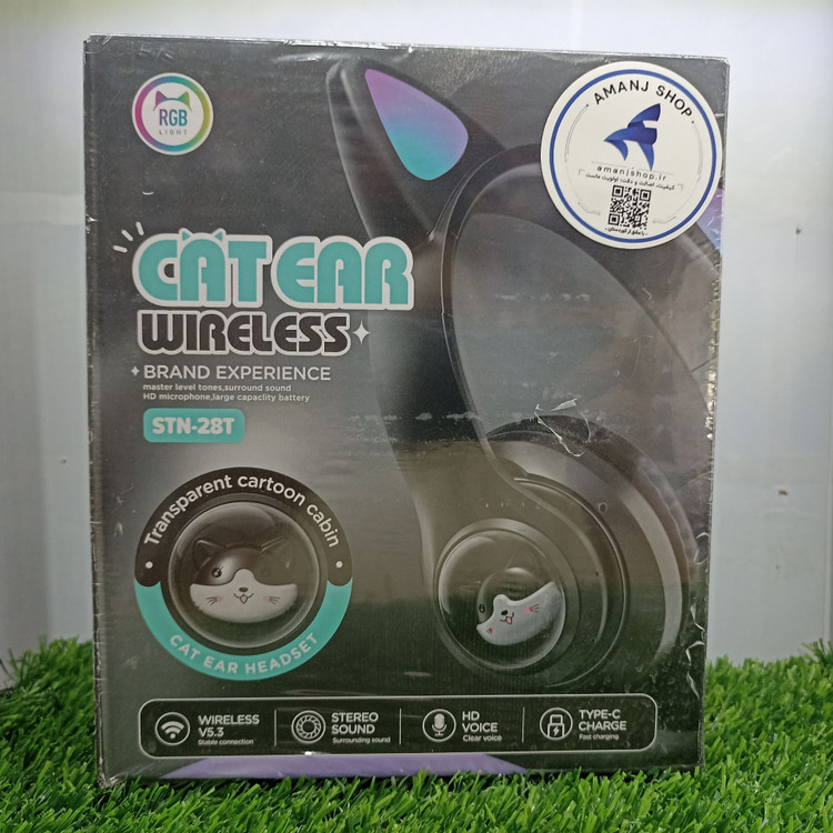 هدفون بیسیم گربهای مدل STN-28T _ شارژ Type-C و RGB